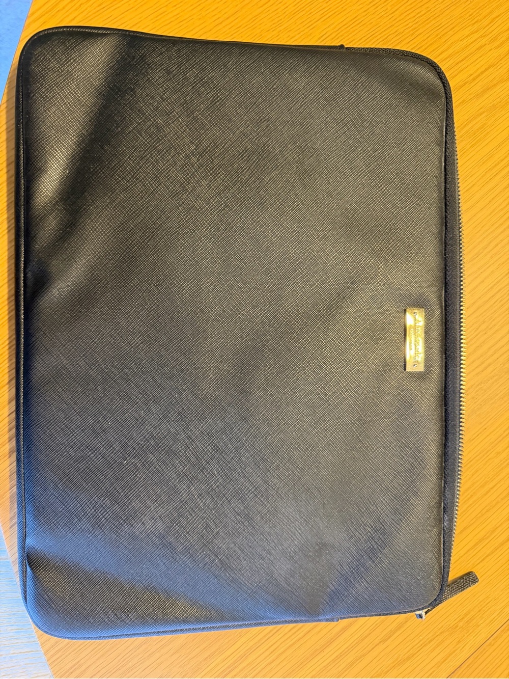 kate spade Black Saffiano Laptop Sleeve with Gold Logo